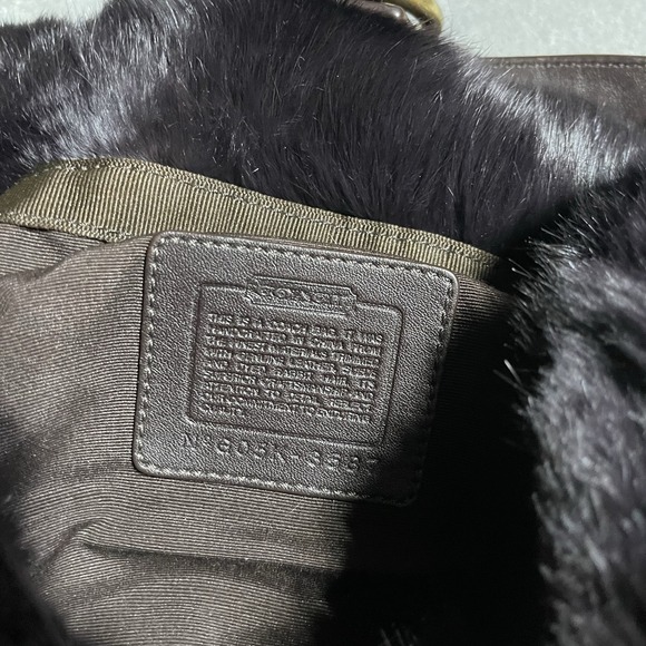 Coach Quilted Purse Rabbit Fur Trim Brown Hobo Shoulder Bag Boho G05K-3587 - Picture 5 of 9